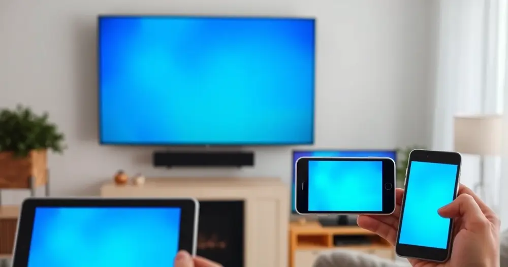 casa com várias telas ligadas exibindo conteúdos diferentes ao mesmo tempo